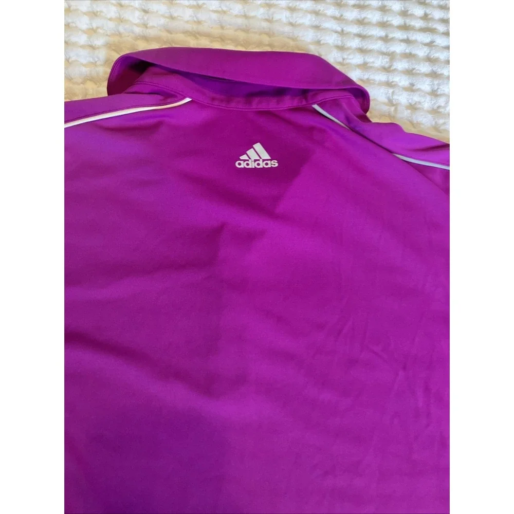 ADIDAS Golf Polo Men's SS Large Bright Purple‎ ADIZERO Grey Trim 100% Polyester